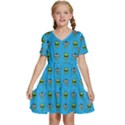 Alien Pattern Kids  Short Sleeve Tiered Mini Dress View1