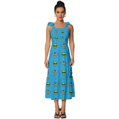 Alien Pattern Tie-strap Tiered Midi Chiffon Dress by Ket1n9