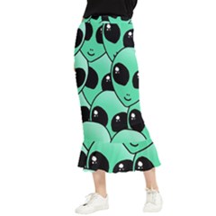 Art Alien Pattern Maxi Fishtail Chiffon Skirt