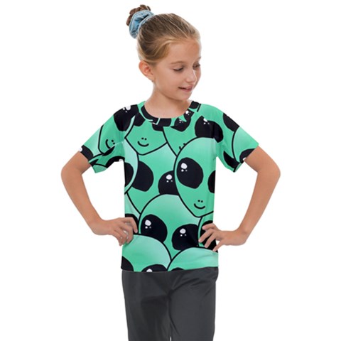 Art Alien Pattern Kids  Mesh Piece T-shirt by Ket1n9