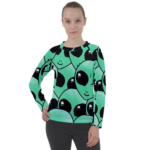 Art Alien Pattern Women s Long Sleeve Raglan T-shirt by Ket1n9