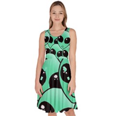 Art Alien Pattern Knee Length Skater Dress With Pockets by Ket1n9