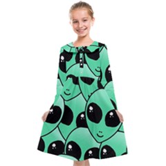 Art Alien Pattern Kids  Midi Sailor Dress by Ket1n9