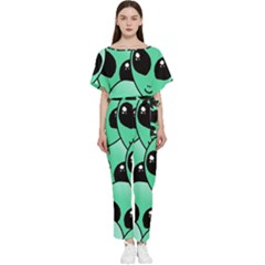 Art Alien Pattern Batwing Lightweight Chiffon Jumpsuit by Ket1n9