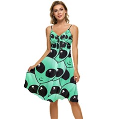 Art Alien Pattern Sleeveless Tie Front Chiffon Dress by Ket1n9