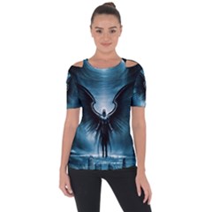 Rising Angel Fantasy Shoulder Cut Out Short Sleeve Top by Ket1n9