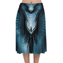 Rising Angel Fantasy Velvet Flared Midi Skirt by Ket1n9