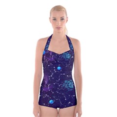 Realistic-night-sky-poster-with-constellations Boyleg Halter Swimsuit 