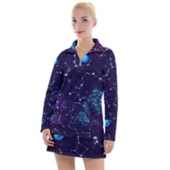 Realistic-night-sky-poster-with-constellations Women s Long Sleeve Casual Dress by Ket1n9