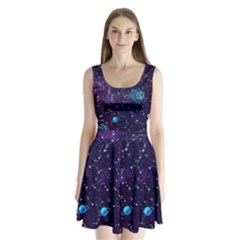 Realistic-night-sky-poster-with-constellations Split Back Mini Dress  by Ket1n9