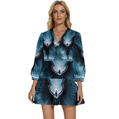 Rising Angel Fantasy V-neck Placket Mini Dress by Ket1n9