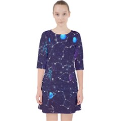 Realistic-night-sky-poster-with-constellations Quarter Sleeve Pocket Dress by Ket1n9