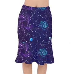 Realistic-night-sky-poster-with-constellations Short Mermaid Skirt by Ket1n9