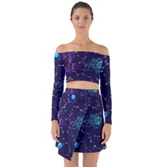 Realistic-night-sky-poster-with-constellations Off Shoulder Top With Skirt Set