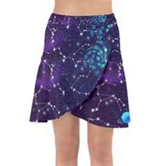 Realistic-night-sky-poster-with-constellations Wrap Front Skirt by Ket1n9