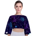 Realistic-night-sky-poster-with-constellations Tie Back Butterfly Sleeve Chiffon Top View1