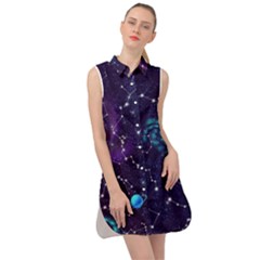 Realistic-night-sky-poster-with-constellations Sleeveless Shirt Dress by Ket1n9