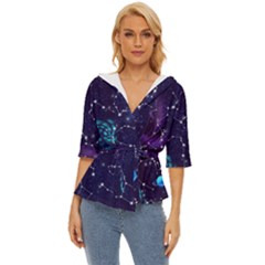 Realistic-night-sky-poster-with-constellations Lightweight Drawstring Hooded Top by Ket1n9