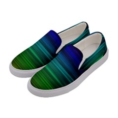 Blue And Green Lines Women s Canvas Slip Ons by Ket1n9