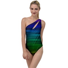 Blue And Green Lines To One Side Swimsuit by Ket1n9