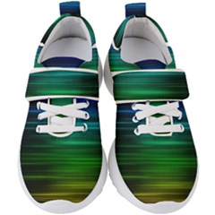 Blue And Green Lines Kids  Velcro Strap Shoes by Ket1n9