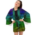 Blue And Green Lines Long Sleeve Kimono View1