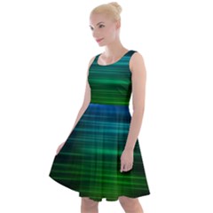 Blue And Green Lines Knee Length Skater Dress by Ket1n9