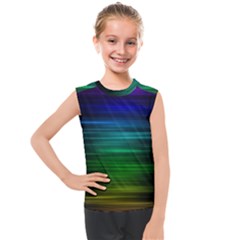 Blue And Green Lines Kids  Mesh Tank Top by Ket1n9