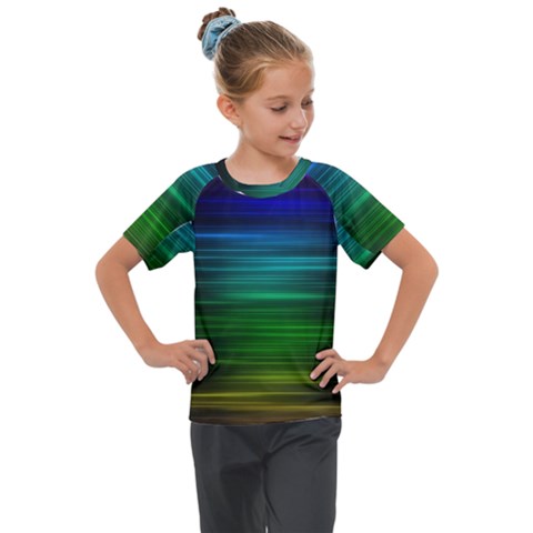 Blue And Green Lines Kids  Mesh Piece T-shirt by Ket1n9