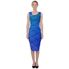 Blue Pattern Plain Cartoon Sleeveless Pencil Dress by Ket1n9