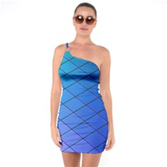 Blue Pattern Plain Cartoon One Shoulder Ring Trim Bodycon Dress by Ket1n9