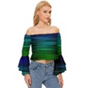 Blue And Green Lines Off Shoulder Flutter Bell Sleeve Top View3