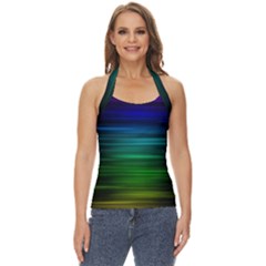 Blue And Green Lines Basic Halter Top by Ket1n9