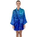 Blue Pattern Plain Cartoon Long Sleeve Satin Kimono View1