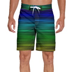 Blue And Green Lines Men s Beach Shorts by Ket1n9