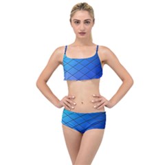 Blue Pattern Plain Cartoon Layered Top Bikini Set by Ket1n9