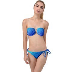 Blue Pattern Plain Cartoon Twist Bandeau Bikini Set by Ket1n9