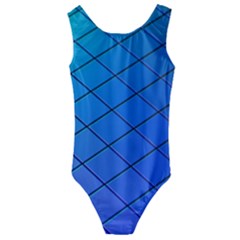 Blue Pattern Plain Cartoon Kids  Cut-out Back One Piece Swimsuit by Ket1n9