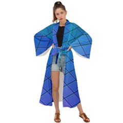 Blue Pattern Plain Cartoon Maxi Kimono by Ket1n9