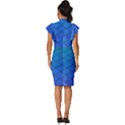 Blue Pattern Plain Cartoon Vintage Frill Sleeve V-Neck Bodycon Dress View4