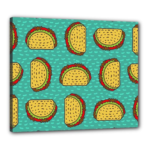 Taco-drawing-background-mexican-fast-food-pattern Canvas 24  X 20  (stretched) by Ket1n9