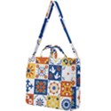 Mexican-talavera-pattern-ceramic-tiles-with-flower-leaves-bird-ornaments-traditional-majolica-style- Square Shoulder Tote Bag View1