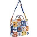 Mexican-talavera-pattern-ceramic-tiles-with-flower-leaves-bird-ornaments-traditional-majolica-style- Square Shoulder Tote Bag View2