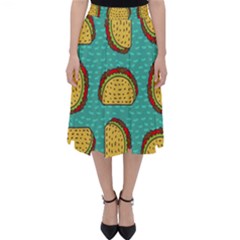 Taco-drawing-background-mexican-fast-food-pattern Classic Midi Skirt by Ket1n9