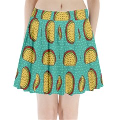 Taco-drawing-background-mexican-fast-food-pattern Pleated Mini Skirt by Ket1n9