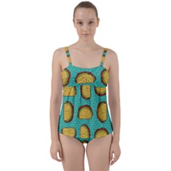 Taco-drawing-background-mexican-fast-food-pattern Twist Front Tankini Set by Ket1n9