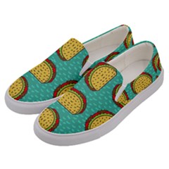 Taco-drawing-background-mexican-fast-food-pattern Men s Canvas Slip Ons by Ket1n9