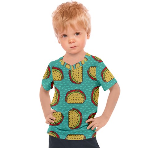 Taco-drawing-background-mexican-fast-food-pattern Kids  Sports T-shirt by Ket1n9