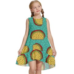 Taco-drawing-background-mexican-fast-food-pattern Kids  Frill Swing Dress by Ket1n9