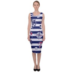 Seamless-marine-pattern Sleeveless Pencil Dress by Ket1n9